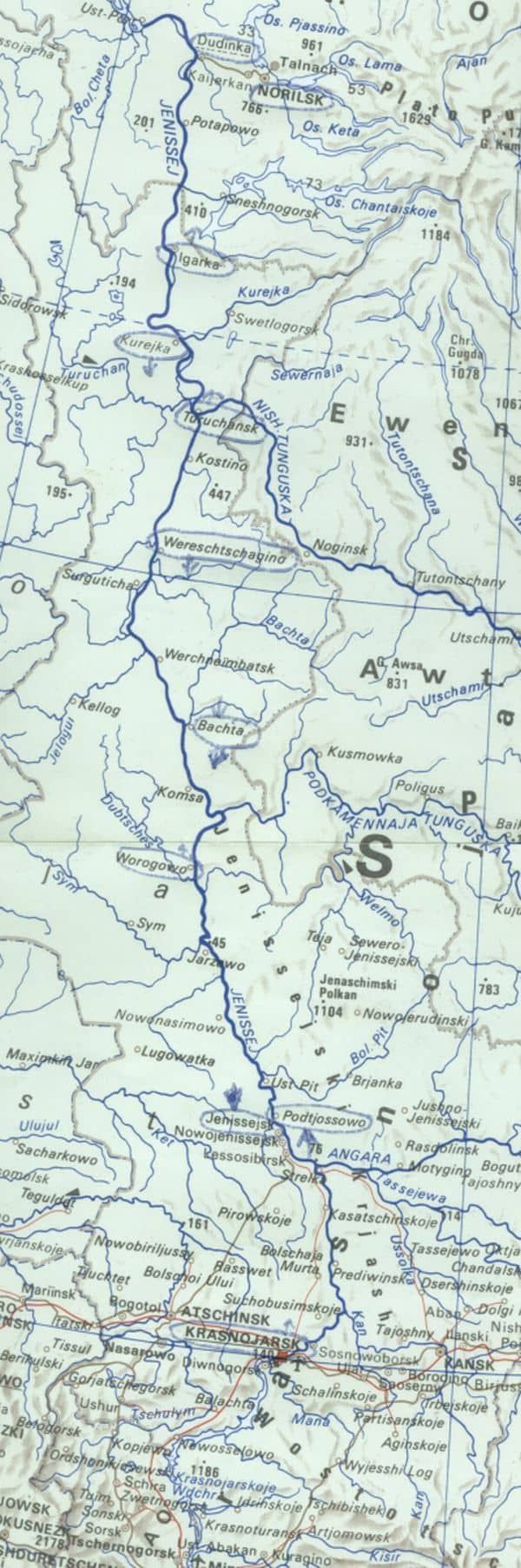 Map Yenisey River